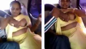 mallu aunty boob show in car