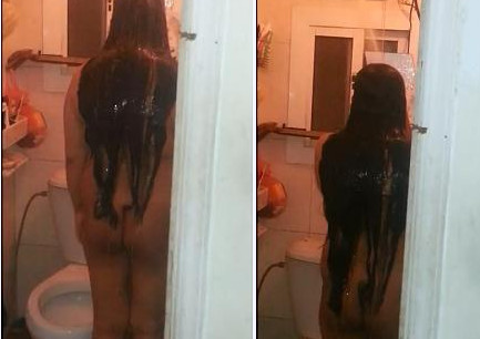 Long hair desi aunty nude bath capture