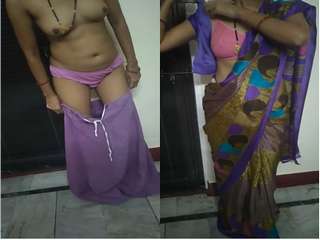 Exclusive- Desi Bhabhi Strip Her Saree And Showing Her Boobs and Pussy
