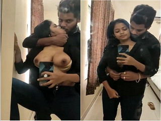 Sexy Desi Girl Boobs pressing and Kissing