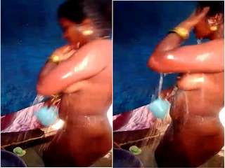 Today Exclusive- Sexy Tamil Wife Bathing Capture By Hubby part 2